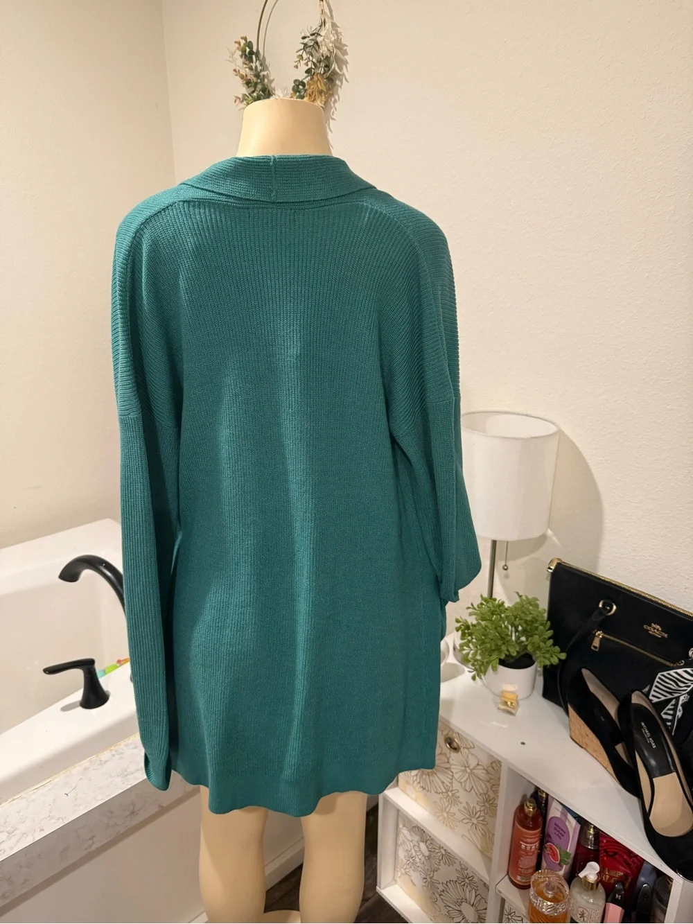 Staccato Teal Open Front Cardigan • Size Medium • Fits Up to Large